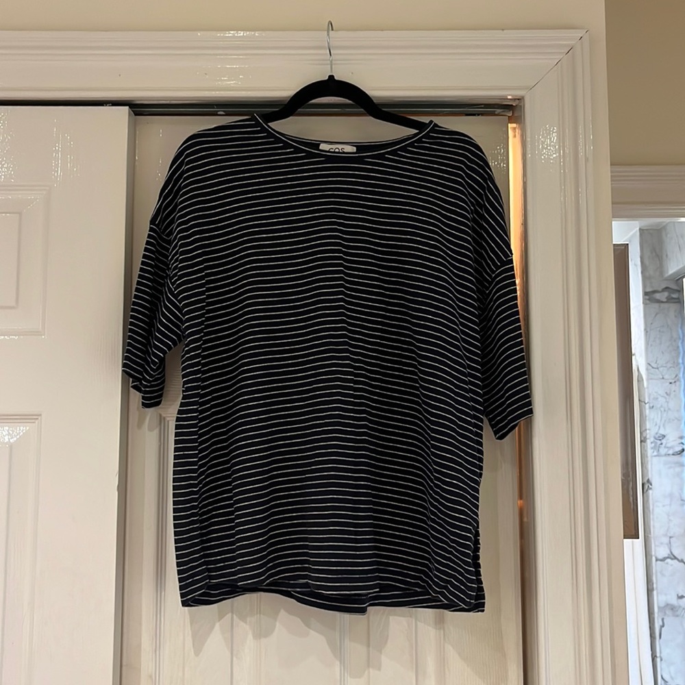 COS Black and White Striped Oversized Tee